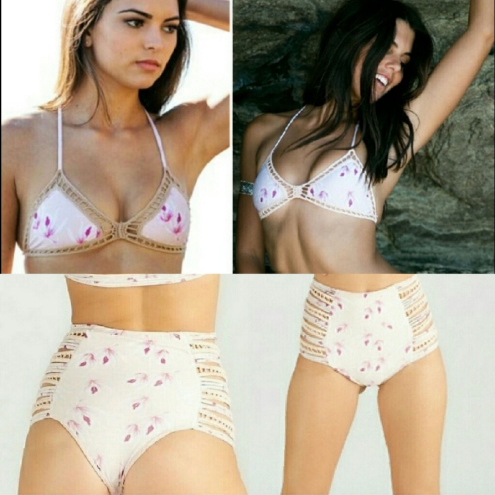 Rare acacia swimwear Island orchid crochet set XS P Manila bottom P & Andy top P